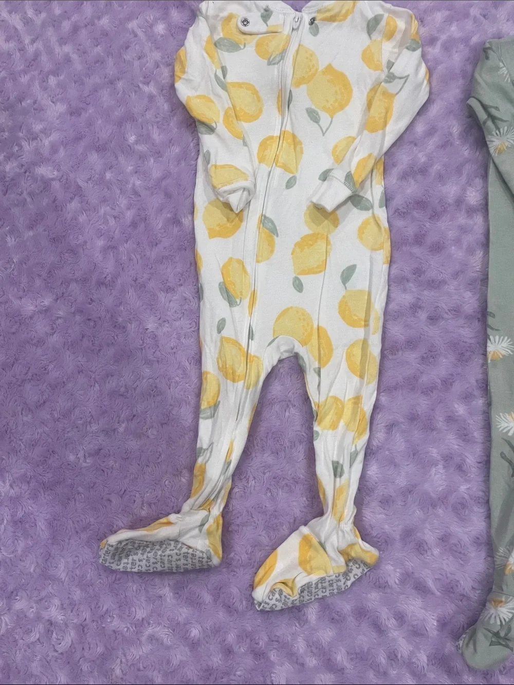 Carter's Yellow Lemon & Sage Green Daisy Footed One-Pieces (2)